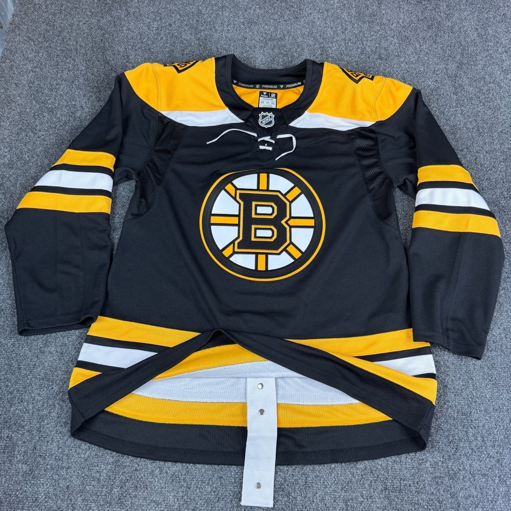 Boston Bruins Fanatics Premium Jersey W/ Fighting Strap Black‎ Size 50 NEW